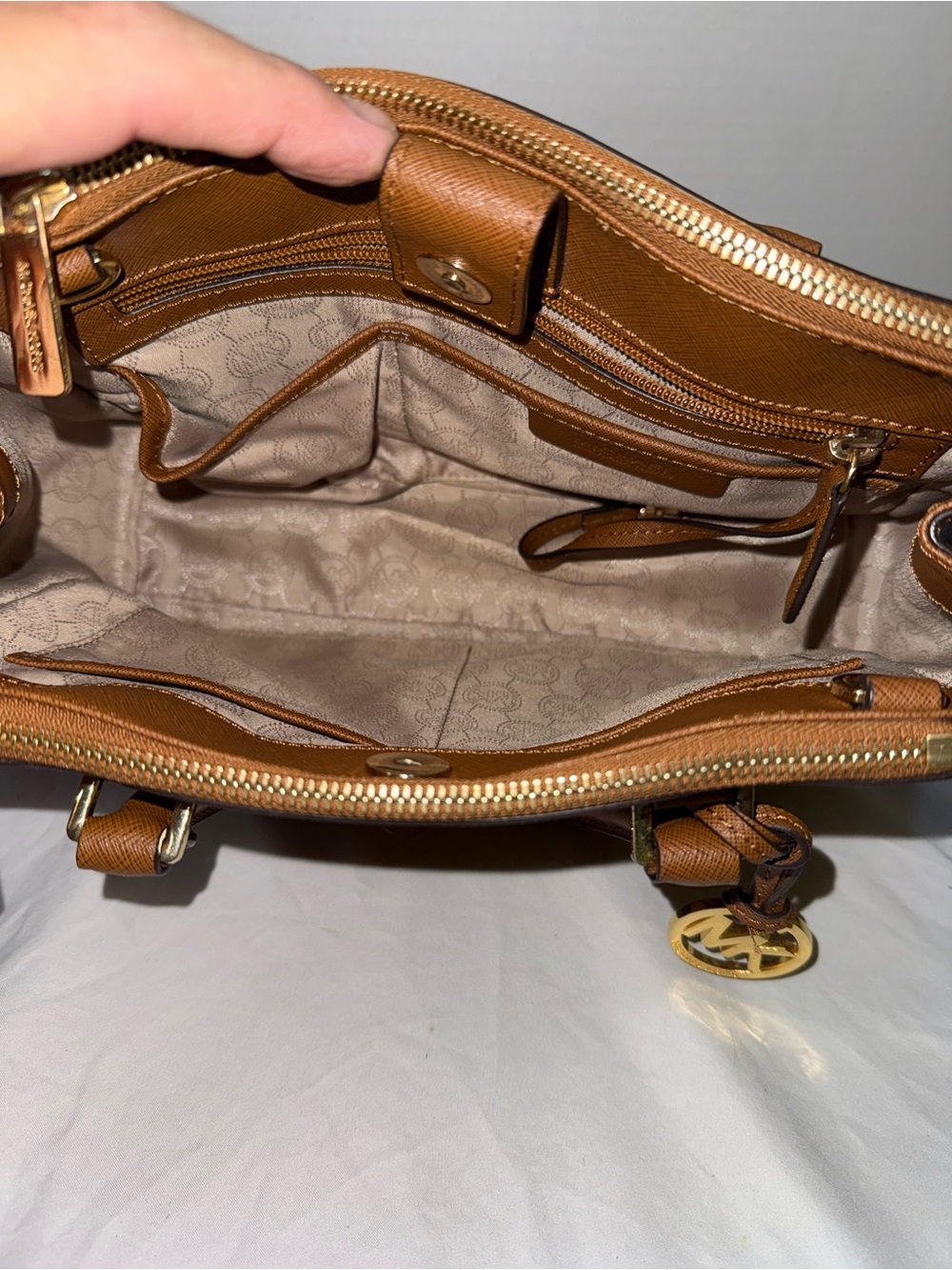 Michael Kors Cognac Leather Satchel with Gold Hardware - Picture 2 of 4